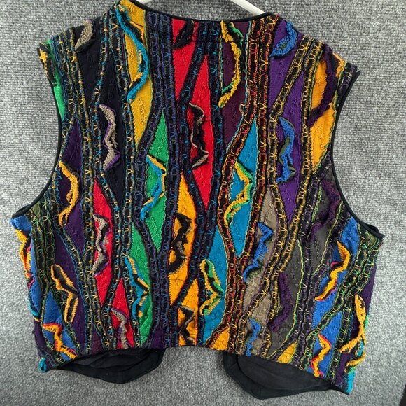 Coogi Medium Cotton Colorful Australia Knit Sweater Vest Sleeveless 3D ** - Picture 16 of 16